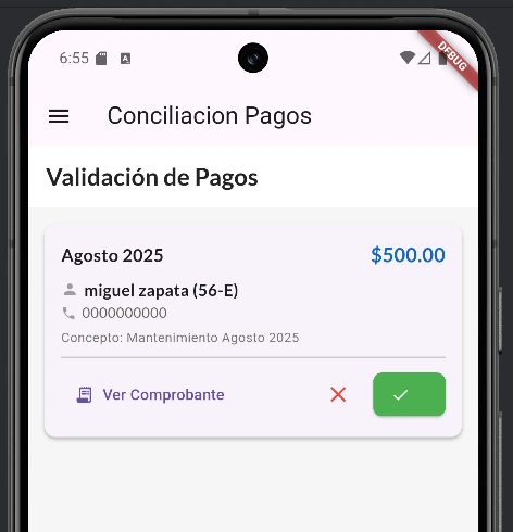 Conciliación de pagos en ResiControl