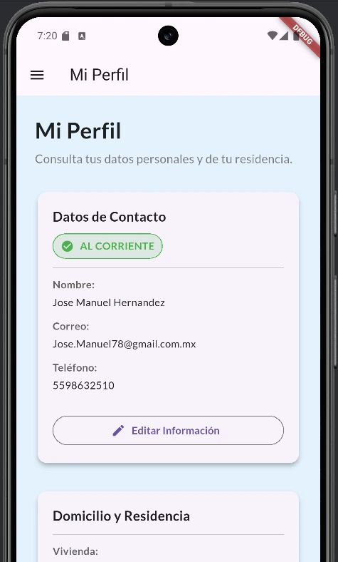 Perfil de residente y control de datos personales en el fraccionamiento